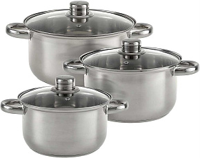 WEBBER BE-632/6 (2,6л,3,5л,4,2л) Набор кастрюль WEBBER BE-632/6 (2,6л,3,5л,4,2л)