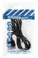 ERGOLUX (15089) ELX-CDC02P-C02 USB-Type C 1м черный Кабель ERGOLUX (15089) ELX-CDC02P-C02 USB-Type C 1м черный