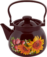 КМЗ 42104-132/6 эмал 3,5л сфер с рис, коричневый Чайник КМЗ 42104-132/6 эмал 3,5л сфер с рис, коричневый