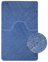 САНАКС 00289 CLASSIC UNI ПОЛОСКИ Коврик в ванную двойной СИНИЙ 55х90+45х55 см 100% полиэстер Коврики для ванной