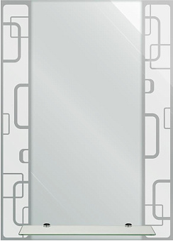 САНАКС 40533 Зеркало с тонированным матированным рисунком 500х700мм полка 400мм Зеркало