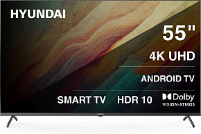 HYUNDAI H-LED55BU7009 UHD 4K SMART TV Телевизор LED Hyundai 55" H-LED55BU7009 Smart Android TV Frameless Metal черный/4K Ultra HD/60Hz/DVB