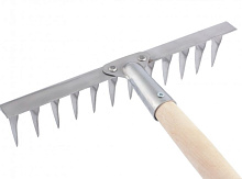 СИБРТЕХ Грабли, нержавеющая сталь, 290х1300 мм, 12 витых зубьев, деревянный черенок 61754 Грабли