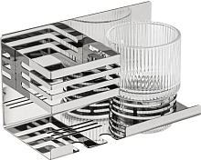 BRIMIX 1280-1 Полочка со стеклянным стаканом и подставкой для зубных щёток, настенное крепление, из нержавеющей стали, цвет ХРОМ