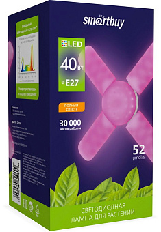 SMARTBUY (SBL-5-leaves-40-fito-E27) Фито-лампа 40W белый фито-лампа