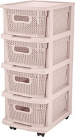 KEEPLEX KL379622005 Ajur с корзинами на колесиках четырехсекционный компакт 37х30х69см бежевый топаз Комод