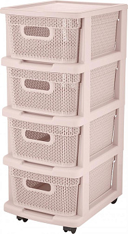 KEEPLEX KL379622005 Ajur с корзинами на колесиках четырехсекционный компакт 37х30х69см бежевый топаз Комод