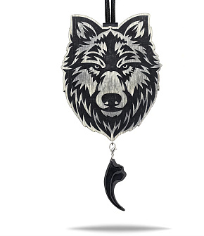 AROMA BAR подвеска ?Волк ? в крафтовой упаковке с мини-брелоком в черно-белом цвете 49336 Ароматизатор