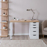 ГУД ЛАКК S00883 Ингар 1/5Т стол письменный 120x75x55, дуб беленый/белый (3 пак.)