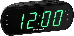 SOUNDMAX SM-1562U(черный с зеленым) Радиочасы