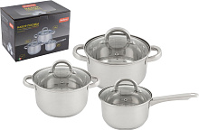 MALLONY MEDIANO-SET-6 (1,9л. 2,6л. 3,6л.) Набор кастрюль MALLONY MEDIANO-SET-6 (1,9л. 2,6л. 3,6л.) с крышками