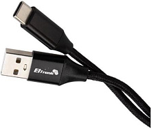 ELTRONIC USB кабель для USB Type-C 1.0м ( 1-42) 3A/60W TPE оплетка (черный) в пакете