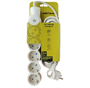 DUWI 32570 3 С/Ф 5 гнезд- 1,5м - слоновая кость Сетевой фильтр