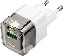 HOCO (6942007609821) 1USB+1Type-C 3.0A QC3.0 PD 30W Transparent Black СЗУ