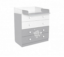 POLINI Комод Polini kids French 1580, Teddy, белый-серый (2 кор.) Комод