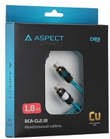 ASPECT Межблочный кабель RCA-CL2.18, Cyan Line, витая пара, OFC, 1 экран, 2RCA-2RCA, 1.8м