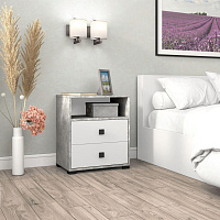 БИТЕЛ ЛАУРА Бетон/Белый (1 кор.) Тумба прикроватная