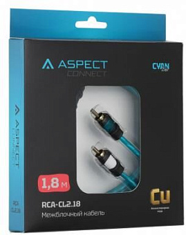 ASPECT Межблочный кабель RCA-CL2.18, Cyan Line, витая пара, OFC, 1 экран, 2RCA-2RCA, 1.8м