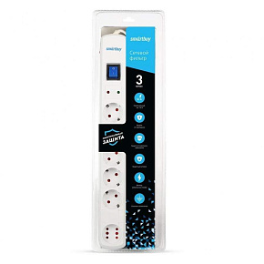 SMARTBUY (SBSP-50W-Pro) - 6 роз х 5,0 м - белый Сетевой фильтр