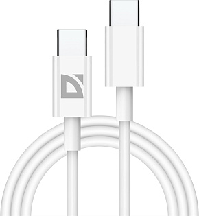 DEFENDER (87507) USB кабель F182 TypeC-TypeC 1м, 30 Вт, PD,TPE,белый Кабель
