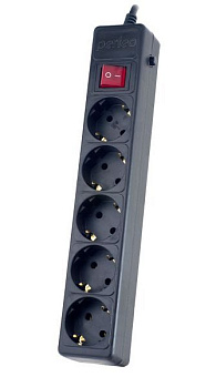 PERFEO (PF-A4658) "POWER+" - 5 роз - 1.8м - черный Сетевой фильтр