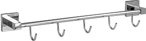 GFMARK 84206 Вешалка с пятью крючками прямая, на квадратном основании, цвет ХРОМ