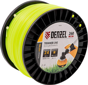 DENZEL Леска для триммера звезда, 2,4мм х 260м, на DIN катушке FLEX CORD 96286 Леска