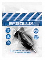 ERGOLUX (15105) ELX-CA01P-C02 ПРОМО (Автомобильный адаптер 1USB, 12В, 5V/2А, LED, Черный, Пакет ) АЗУ