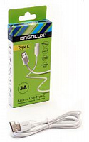 ERGOLUX (15095) ELX-CDC02-C01 (Кабель USB-Type C, 3А, 1,2м, Белый, Зарядка+Передача данных, Коробка) Кабель