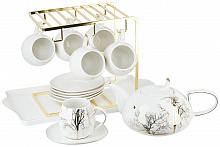NOUVELLE HOME Чайный набор на металлической подставке с подносом 15пр. "5th Avenue. Golden Forest" (6 персон) v=11 1400042 Чайный набор