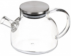 NONAME Чайник заварочный стекло, 0.6 л, с ситечком, с металлической крышкой, Y4-6131 (423124) Чайник заварочный