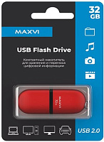 MAXVI SF 32GB red, монолит с колпачком, soft touch, USB 2.0