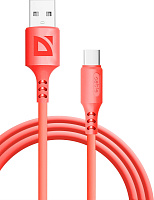 DEFENDER (87106RED) USB кабель F207 TypeC 1м,2.4А,силикон,пакет Кабель