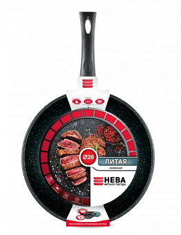 НЕВА МЕТАЛЛ ПОСУДА 18128 а/пр литая 28см Черный гранит Сковорода НЕВА МЕТАЛЛ ПОСУДА 18128 а/пр литая 28см Черный гранит