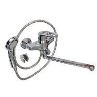 FABIA 21416 Смеситель для ванны с длинным, плоским изливом, шаровый, с дивертором м/к на корпусе, цвет ХРОМ Смеситель для ванны