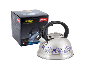 MALLONY Чайник из нерж. стали MAL-0417B с рисунком, меняющим цвет (3,0 литра, со свистком, капсульное дно) (002103) Чайник MALLONY Чайник из нерж. ста