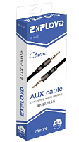 EXPLOYD EX-K-474 Кабель AUX Jack3,5mm(M) - Jack3,5mm(M) 1M Classic плоский черный Кабель AUX Jack 3,5mm