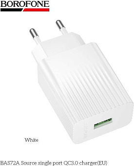 BOROFONE (6941991122644) BAS72A 1USB 3.0A QC3.0 18W White СЗУ
