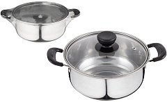 БЕЗ ТМ Кастрюля Promo, объем 1,25 л, из нержавеющей стали с крышкой из жаропрочного стекла (104613)