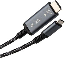 ELTRONIC Кабель Type-C to HDMI 2.0м ( 1-61) 4к 30Гц нейлоновая оплетка (серый)