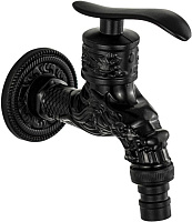 САНАКС 92553 Кран водоразборный 1/2'', 10 см от стены, металлокерамика, со штуцером, цвет ЧЕРНЫЙ Сантехника