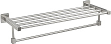GFMARK 87142 Полка для полотенца с опорой, большая, из нержавеющей стали, с квадратными основаниями, цвет САТИН