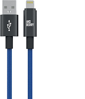 AKSBERRY (6900295520013) X163 Nylon silk USB-A – Lightning, синий Кабель AKSBERRY (6900295520013) X163 Nylon silk USB-A – Lightning, синий