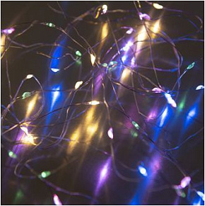 FUNRAY "Нить", SE-STRING-550M, 5м, 50 LED, мульти (4цв.), 3*АА, серебр. шнур 0,3м LED гирлянда