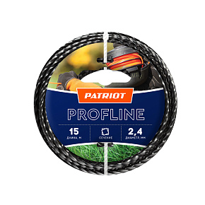 PATRIOT 805402206 D 2,4 мм L 15 м (скрученный квадрат, черный) Леска ProfLine для триммеров Леска