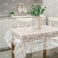 РЫЖИЙ КОТ Скатерть ПВХ Паутинка коллекция Ажур размер 110х132 см (106449) Скатерть