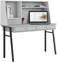 POLINI Стол письменный kids Aviv 1455 с надстройкой и ящиками серый/белый-серый (4 кор.) Детская мебель