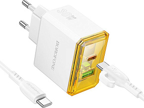 BOROFONE (6941991110696) BAS32A 1USB+1Type-C 3.0A QC3.0 PD 30W White СЗУ
