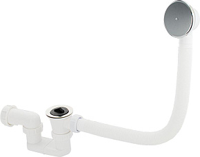 ARTICPLAST 8745 Сифон для ванны с переливом, с пробкой, из АБС пластика, модель СТАНДАРТ, цвет БЕЛЫЙ Сифон на ванну
