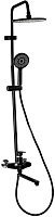 BRIMIX 30557 Смеситель + стойка душевая ''тропический душ'' с двумя лейками, с длинным изливом, корпус матовый АБС пластик, цвет ЧЕРНЫЙ Душевые систем